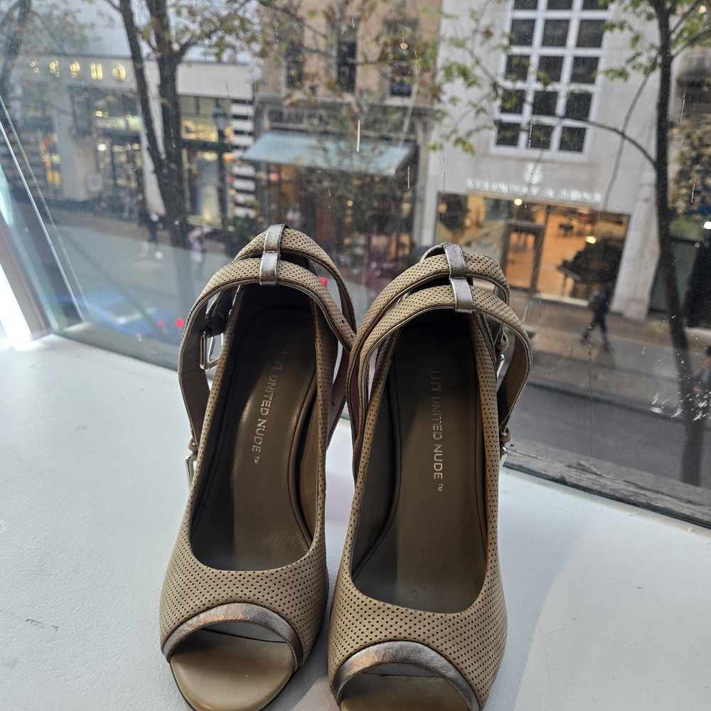 United Nude Women's Tan Peep-Toe Heels